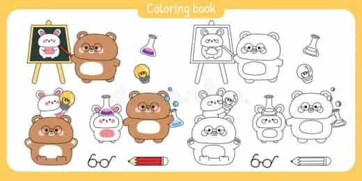 Back to School: Cute Bear Coloring