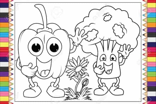 Coloring Book: Cartoon Veggies