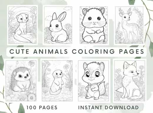 Cute Animals Coloring Book