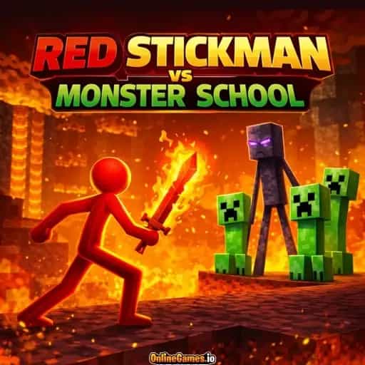 Red Stickman vs Monster School