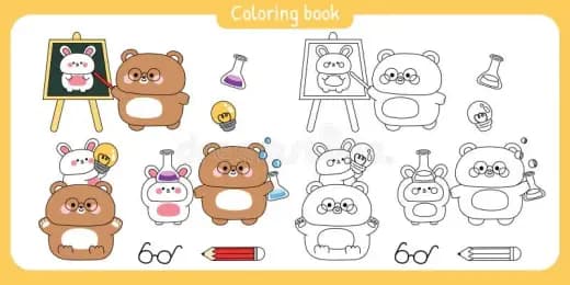 Back to School: Cute Bear Coloring