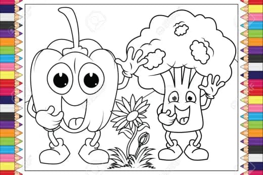 Coloring Book: Cartoon Veggies