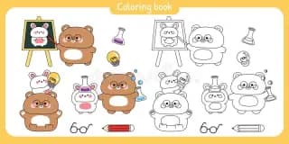 Back to School: Cute Bear Coloring