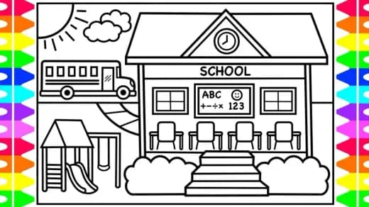 Back to School Coloring Book: School