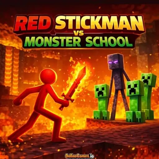 Red Stickman vs Monster School