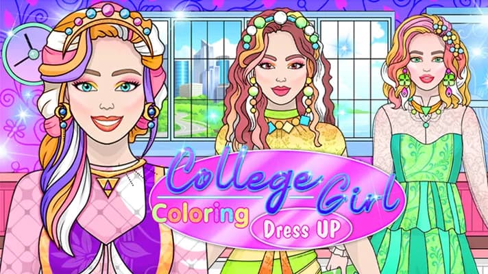 College Girl Coloring Dress Up Unblocked Description Image