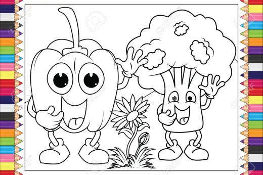 Coloring Book: Cartoon Veggies